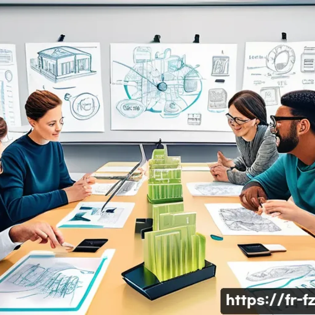 지식 합성에서의 사고의 전이 - A detailed digital illustration of a diverse group of adult learners engaged in an interdisciplinary...